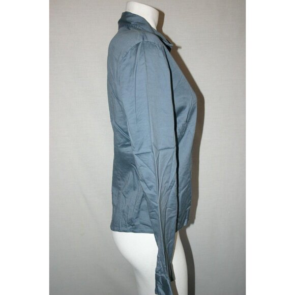 Banana Republic Stretch Women's Blouse Gray Size M Long Sleeves Buttons Cuffs - Picture 4 of 7